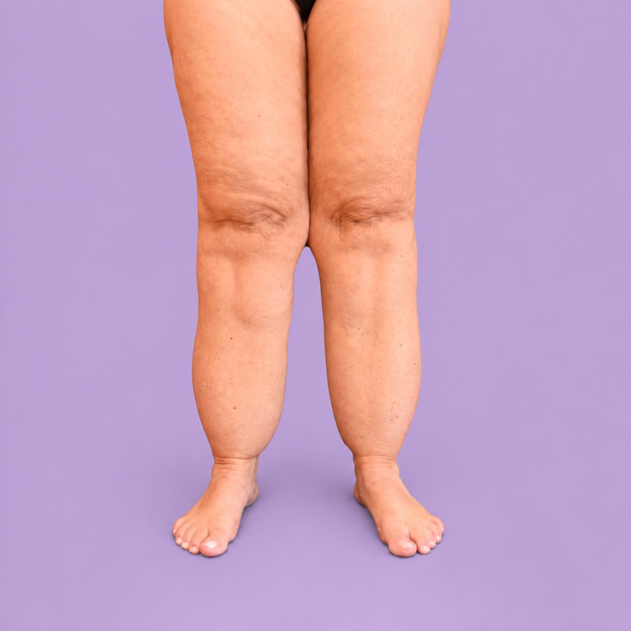 Lipedema grau III distal — vista frontal pré-operatória