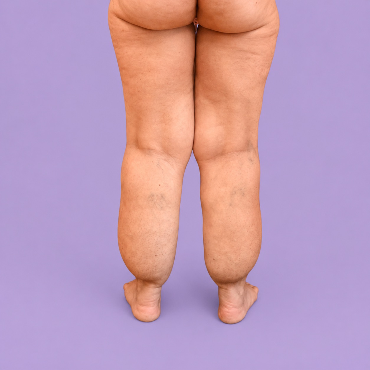 Lipedema grau III distal — vista posterior pré-operatória